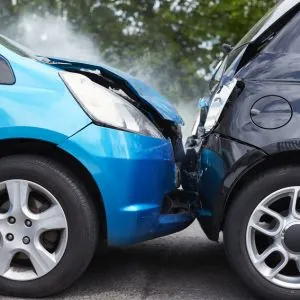 Two cars crashed into one another